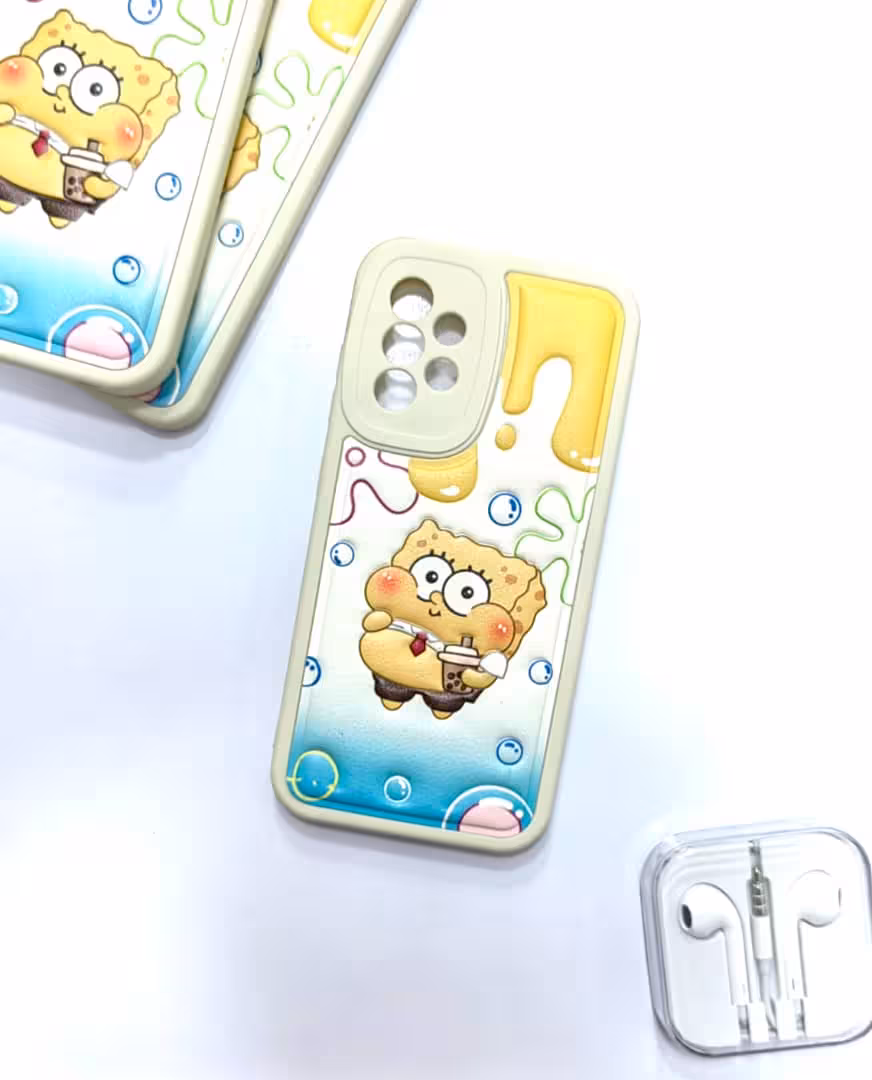 قاب باب اسفنجی طرح برجسته سامسونگ A32 4gSamsung A32 4g Samsung embossed design spongebob case