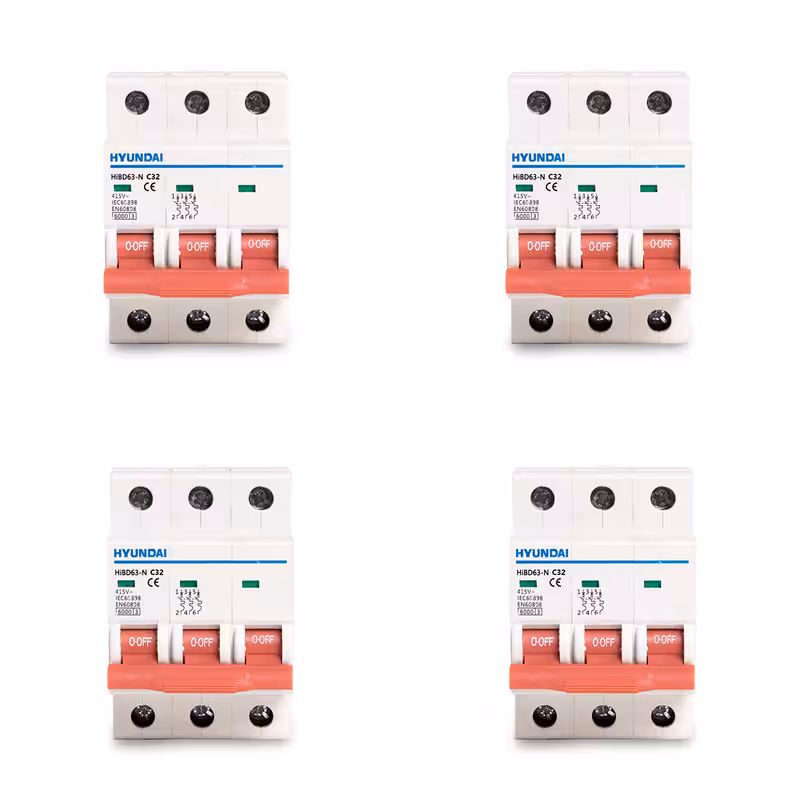 فیوز مینیاتوری سه فاز 32 آمپر هیوندای مدل C25 بسته 4 عددی