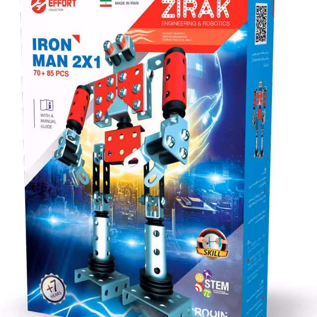 ساختنی فلزی ربات آدم آهنی زیرک
گروه سنی 7 سال به بالا