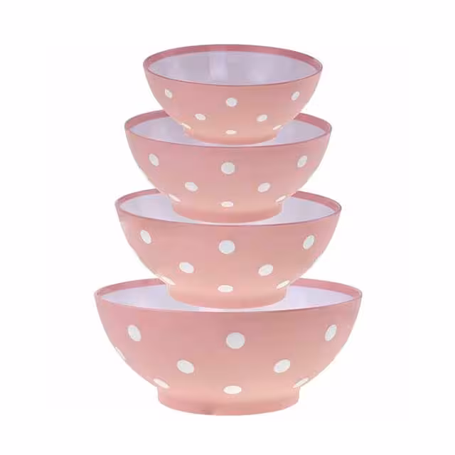 کاسه پلاستیکی هپی لایف مدل خالدار مجموعه 4 عددی