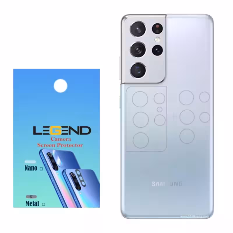 محافظ لنز دوربین لجند مدل نانو گلس مناسب برای موبایل سامسونگ Galaxy S21 Ultra