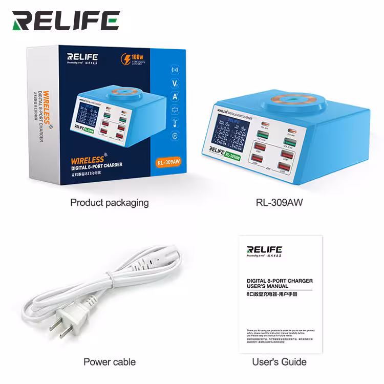 مولتی شارژر 8 پورت وایرلس دار ریلایف RELIFE RL-309AW