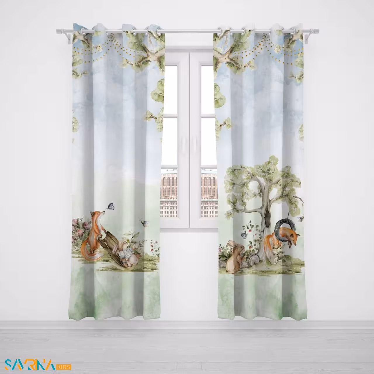 پرده پنلی بچگانه طرح روباه مکار کد A3056