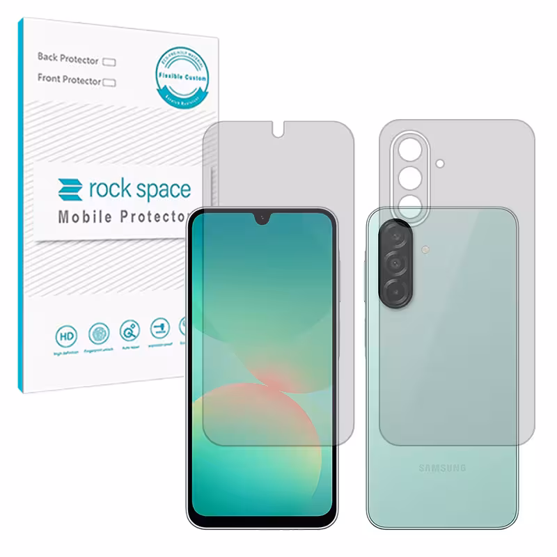 گلس صفحه نمایش و پشت گوشی سامسونگ Galaxy A26 مدل نانو هیدروژل مات برند راک اسپیس کد SS