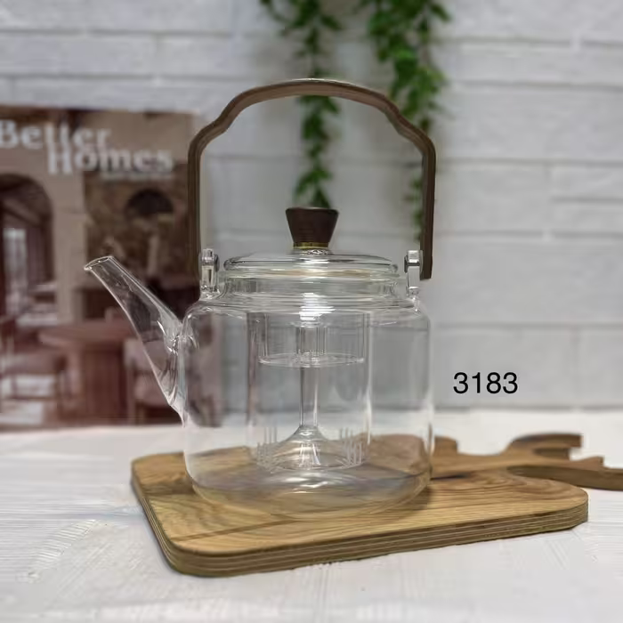 قوری پیرکس 2 فیلتره دسته چوبی 1000 سی‌سی