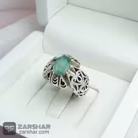 انگشتر دست ساز زمرد زامبیا اصل شبکه کاری شده