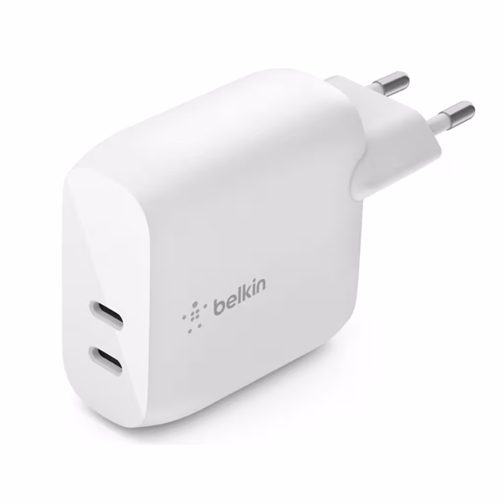 شارژر 2 پورت 40 وات بلکین مدل Belkin BoostCharge Dual USB-C PD Wall Charger 40W