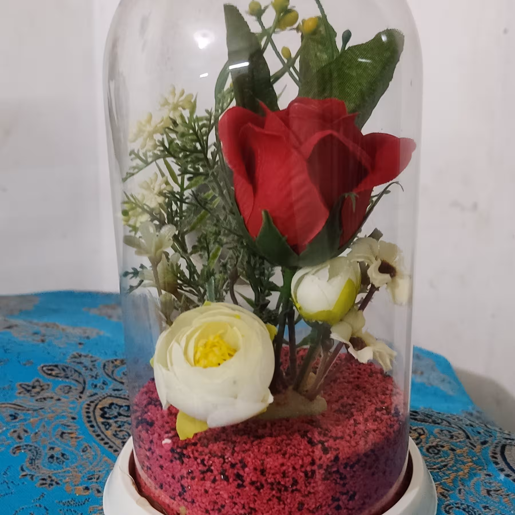 جام گل رُز قرمز شیشه استوانه ای