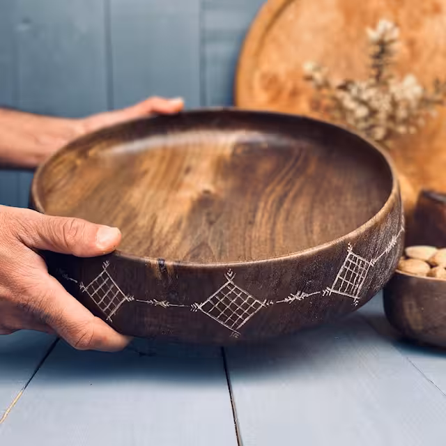 ظرف چوبی پذیرایی گردو کد 010022