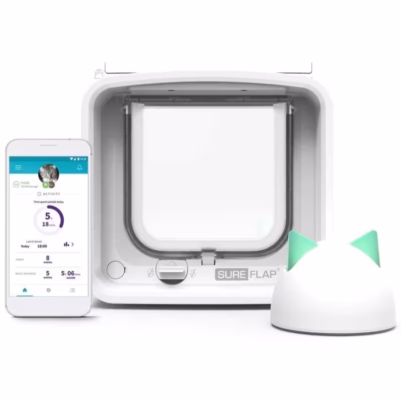 درب هوشمند ورود گربه و سگ ( با گارانتی کامل 6 ماهه)  به همراه مودم، درب گربه هوشمند SUREFLAP