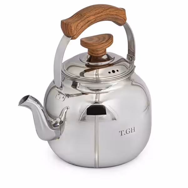 کتری لوله دار کف چدن قیطاسی بیستون 3.5 لیتری دسته طرح چوب 40009