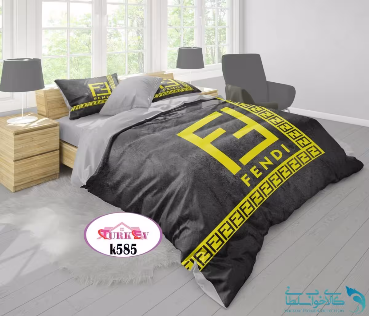 روتختی طرح FENDI دونفره برند Turkev کد K585