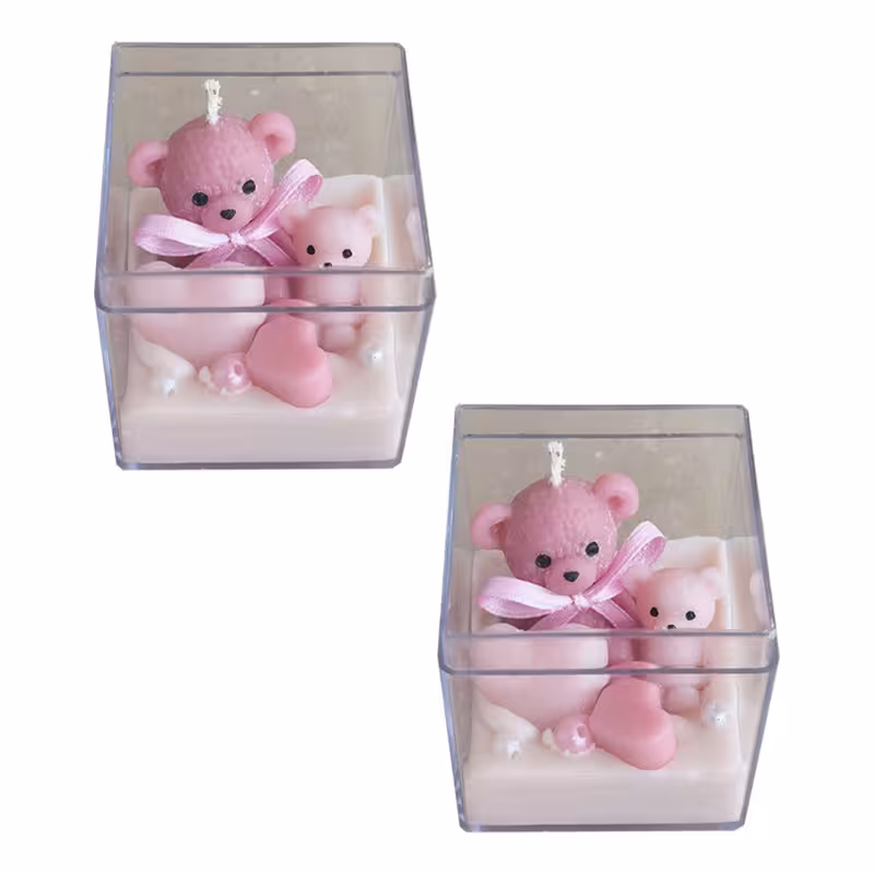 شمع دست ساز مدل خرس مجموعه 2 عددی