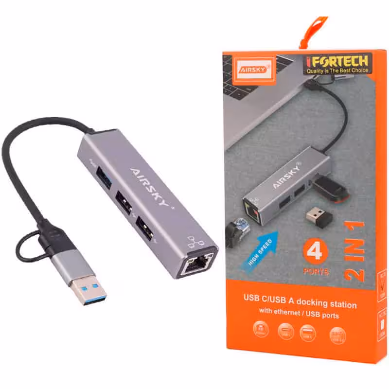 هاب 4 پورت Type-C /USB آیفورتک Airsky HC-78