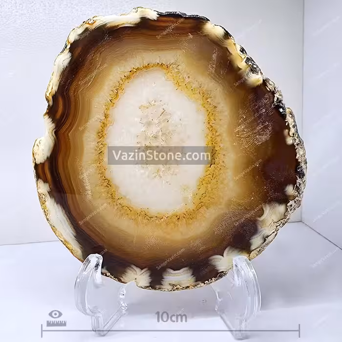 اسلایس عقیق کرم قهوه ای گرد