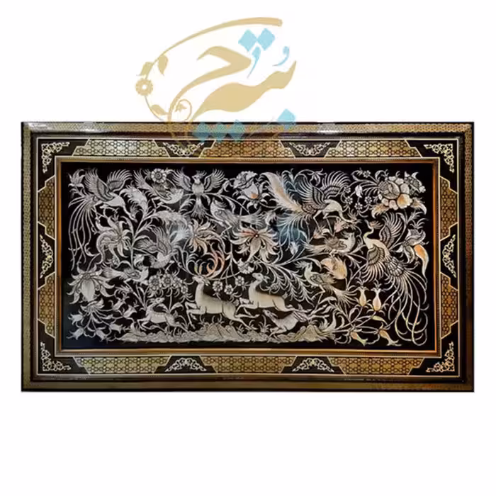 تابلو قلمزنی با قاب خاتم کاری صلیبی 70در120