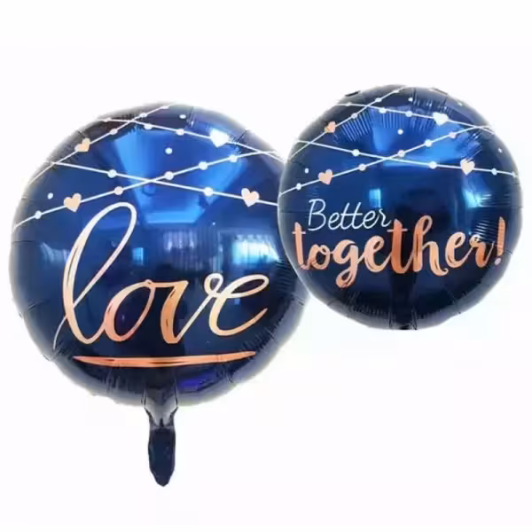 بادکنک فویلی گرد طرح love آبی(بسته یک عددی)