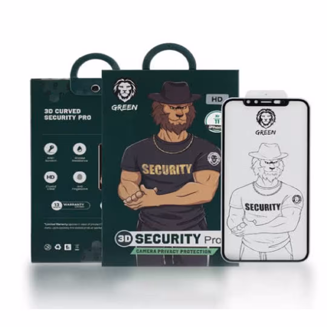 محافظ صفحه نمایش سکیوریتی پرو سری X-11 گرین Green 3D Security Pro HD Glass Screen Protector xr/11/x/xs/11pro/xsmax/11promax