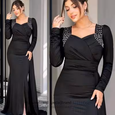 پیراهن مهمانی زنانه ساتن مدل پیراهن مجلسی ماکسی شیک نوژین 94043