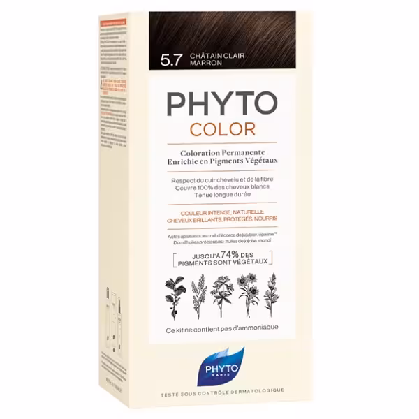 رنگ موی بدون آمونیاک فیتوکالر شماره 5.7 (جدید) اصل | رنگ موی دائمی و گیاهی Phyto Phytocolor