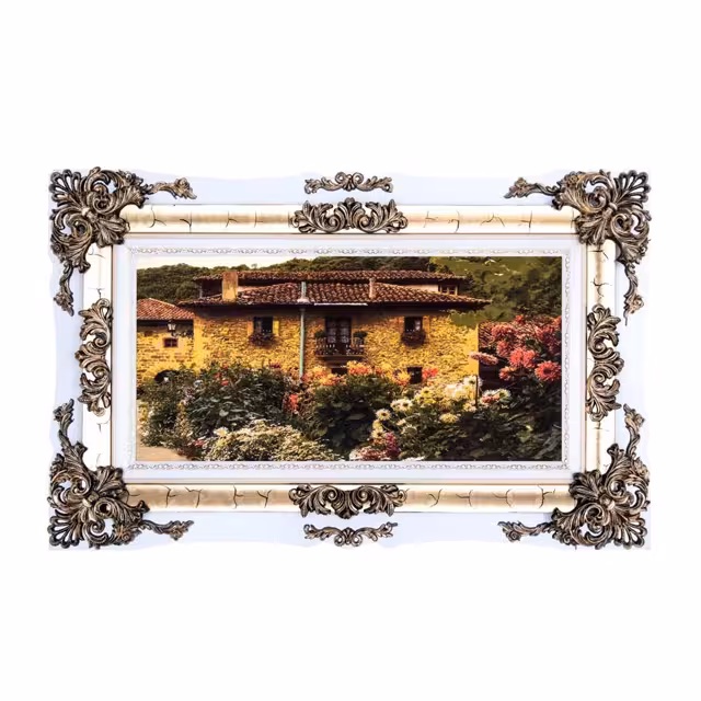 تابلو فرش ماشینی دنیای فرش طرح خانه روستایی کد 187