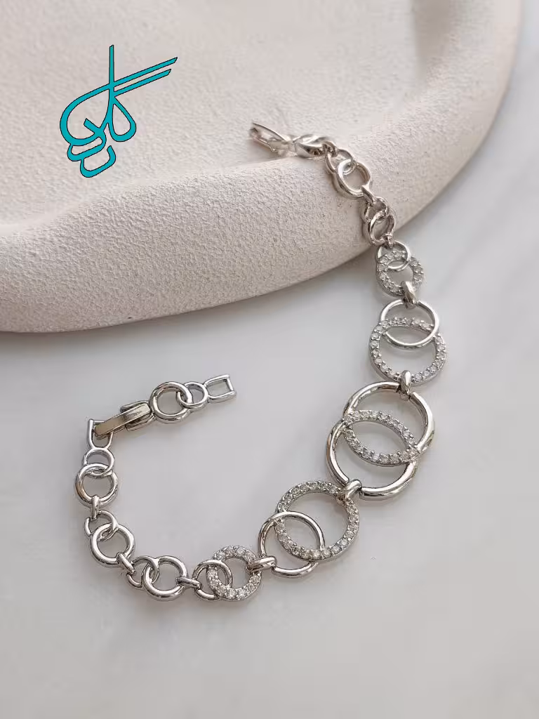 خرید دستبند مارک ژوپینگ سیلور طرح حلقه ای طراحی شیک و ظریف کیفیت عالی رنگ ثابت کد 1216903 - ردگل