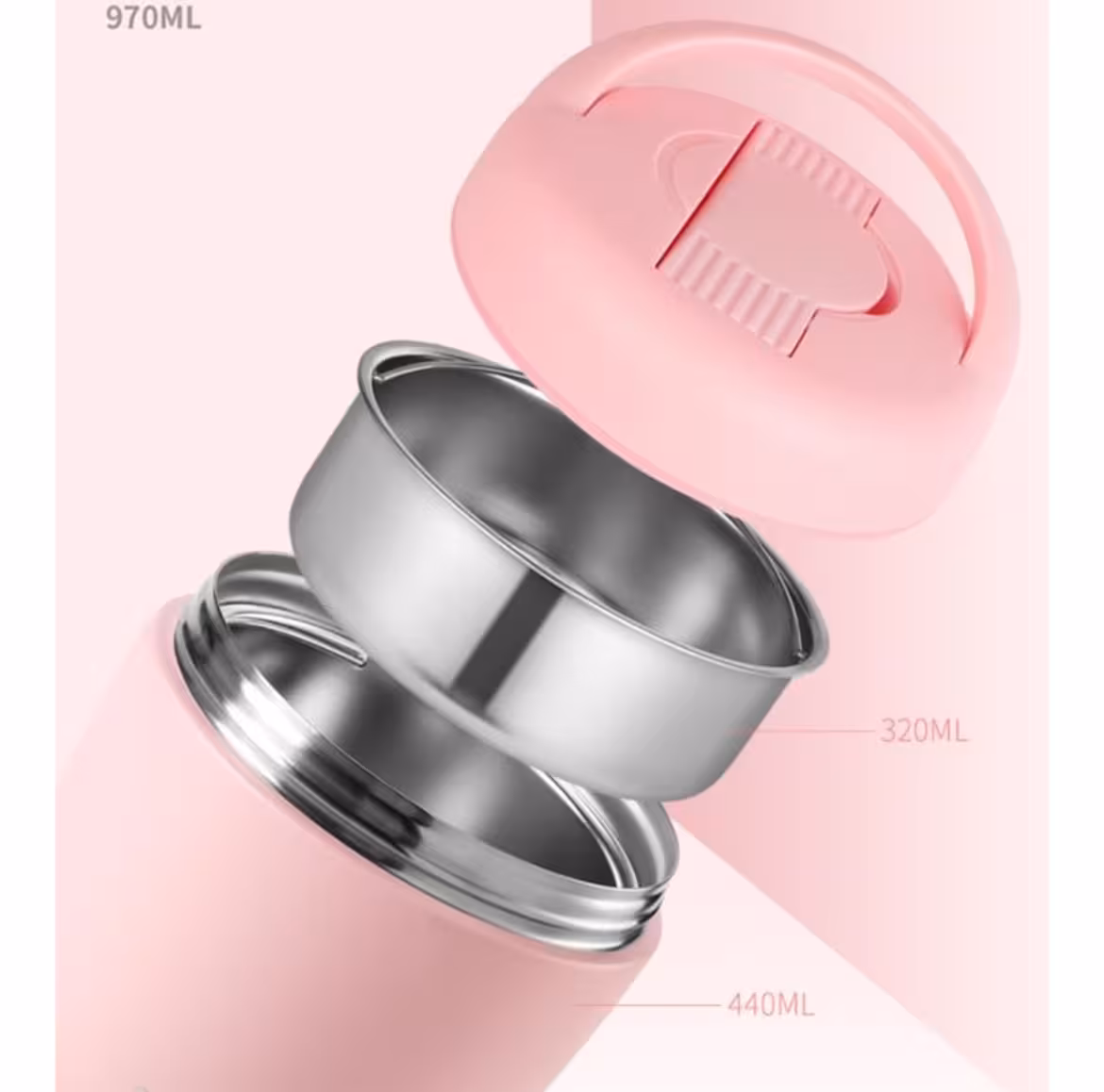 فلاسک غذا استیل قاشق دار 970 میل پینکا اورجینال Pinkah