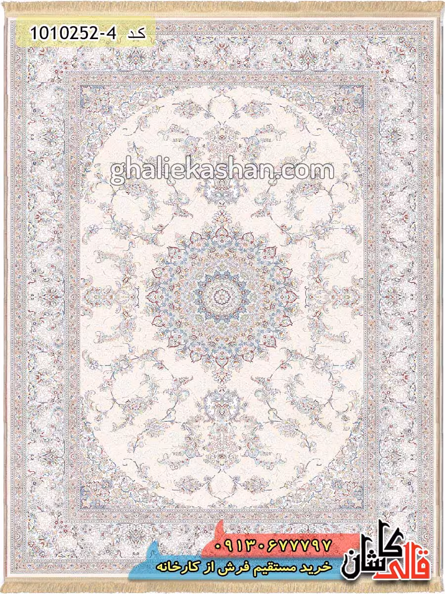 فرش 700 شانه طرح بهاره زمینه بژ محتشم کاشان – گل برجسته