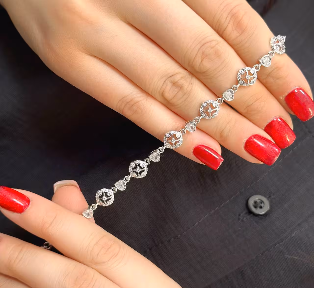 دستبند جواهری نقره زنانه کد 30549