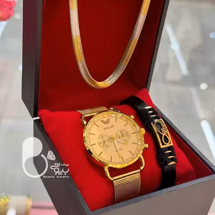 ست ساعت و‌ گردنبند و دستبند مردانه