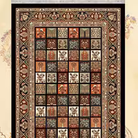 گلیم فرش ماشینی کاشان طرح خشتی مشکی6متری(هزینه ارسال باخریداروپس کرایه میباشد)