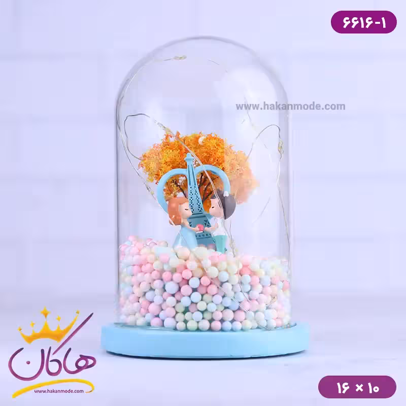 حباب شیشه ای چراغ دار زوج رمانتیک 6616/1