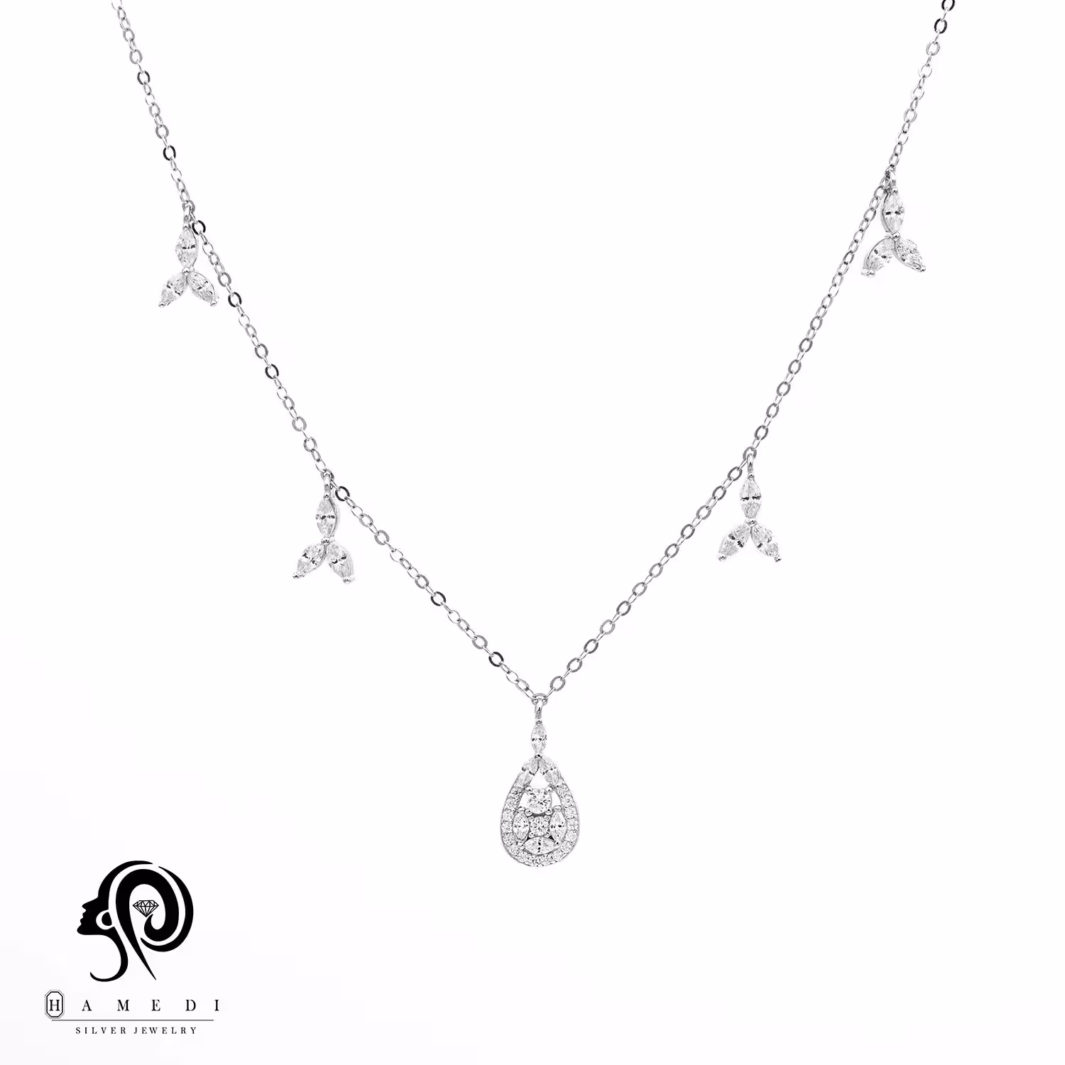 گردنبند نقره زنانه زنجیری مجلسی مدل KEC K8