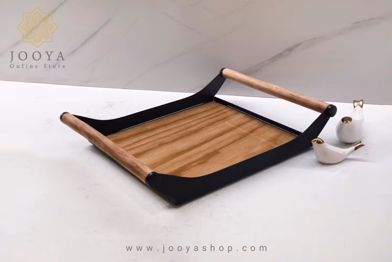 سینی فلزی دسته چوبی آداش