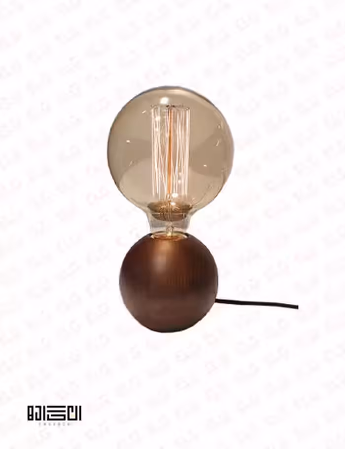 چراغ رومیزی چوبی گرد انگاره مدل کهربا