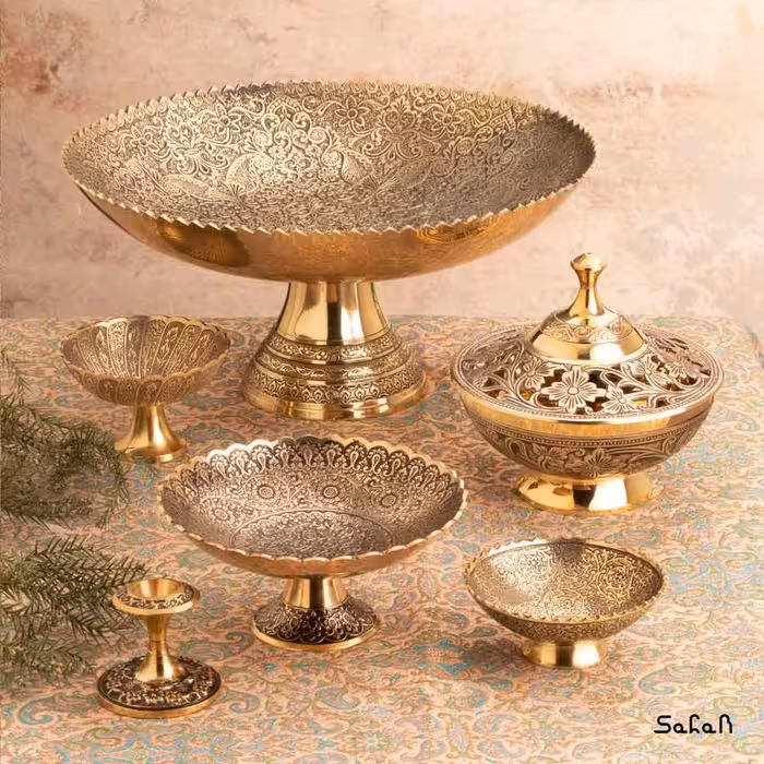 ست پذیرایی برنجی طلایی کد 165