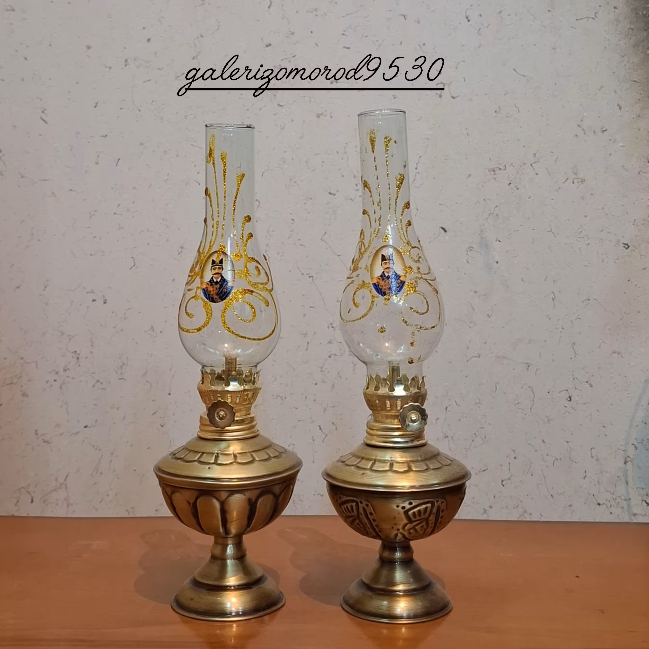 چراغ  برنجی گرد سوز طرح شاه عباس 