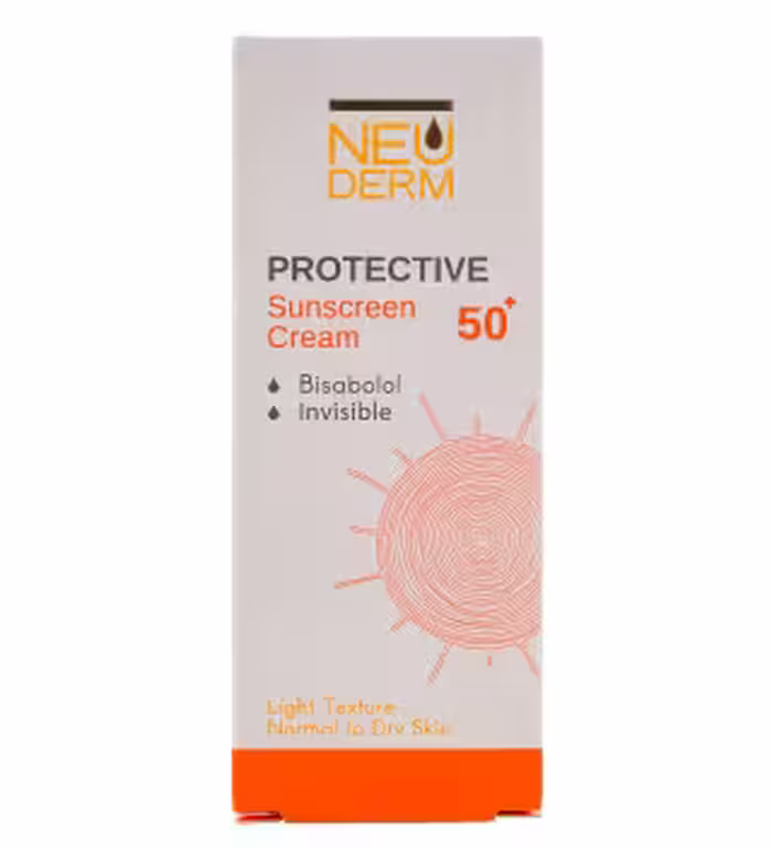 کرم ضد آفتاب فاقد رنگ SPF 50 نئودرم برای پوست های نرمال و خشک حجم 50 میلی لیتر