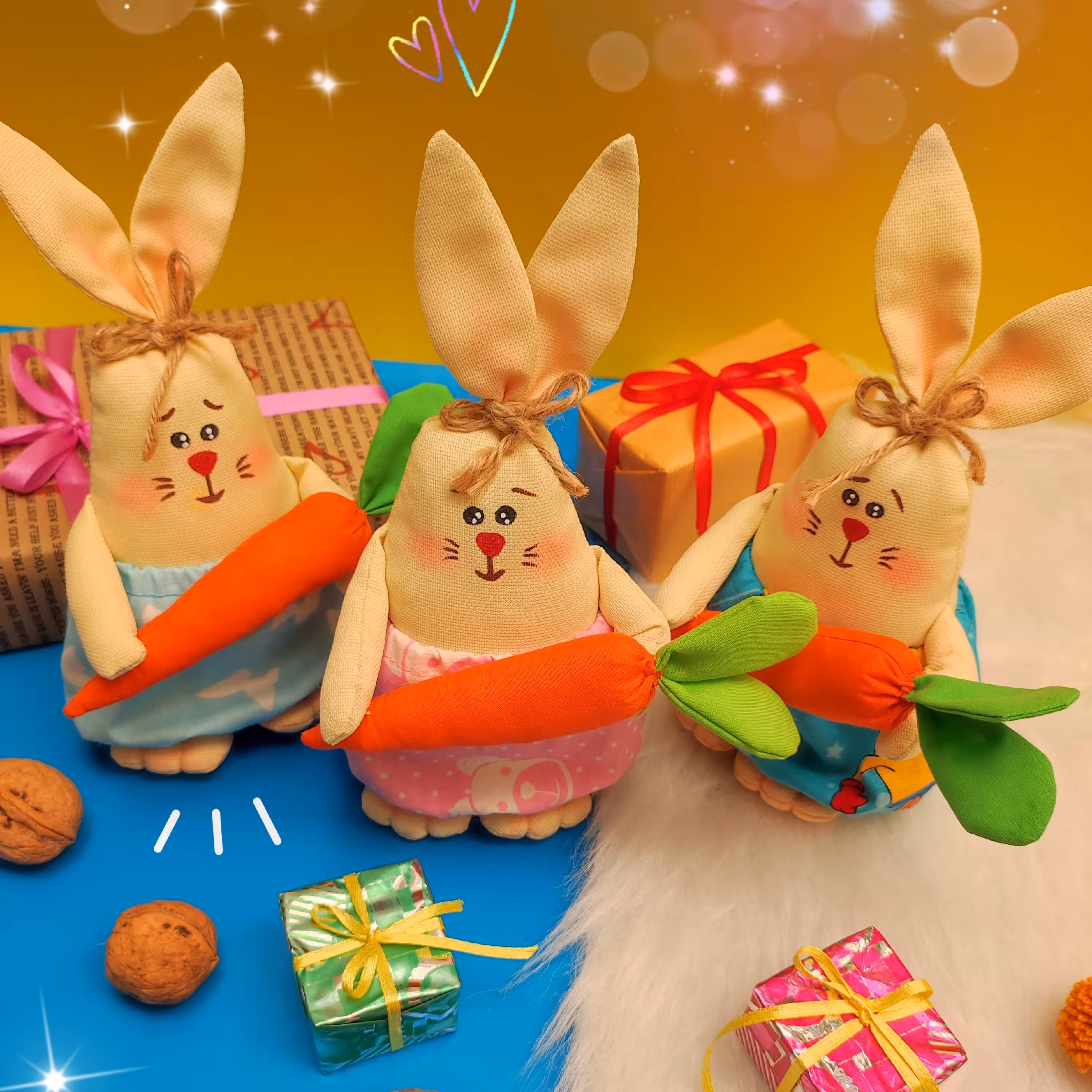 عروسک خرگوش تپلی پارچه ای( بصورت جفتی )