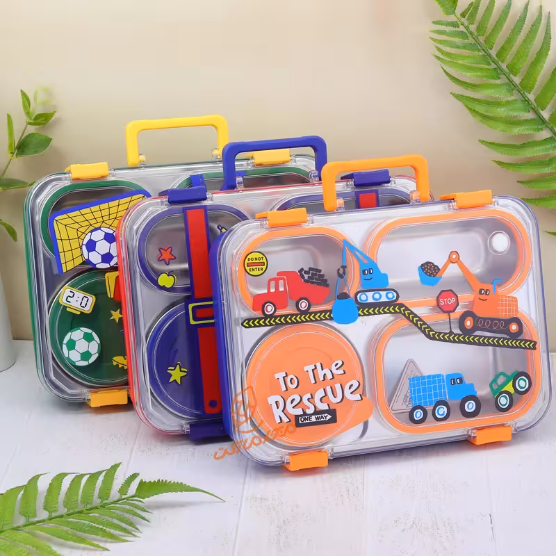 قیمت و خرید ظرف غذا 2 طبقه 4 خانه طرح انیمیشن کد 7158