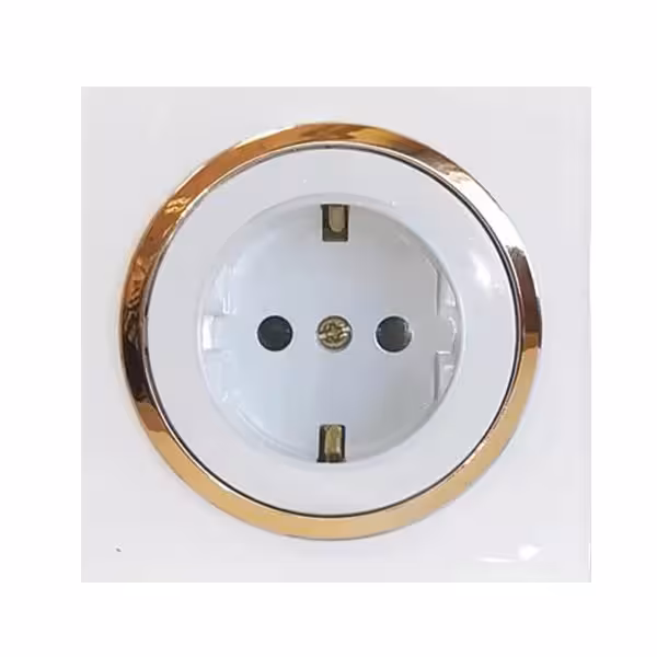 پریز برق ارت دار آوا پلکسی سفید زه نقره ای دلند