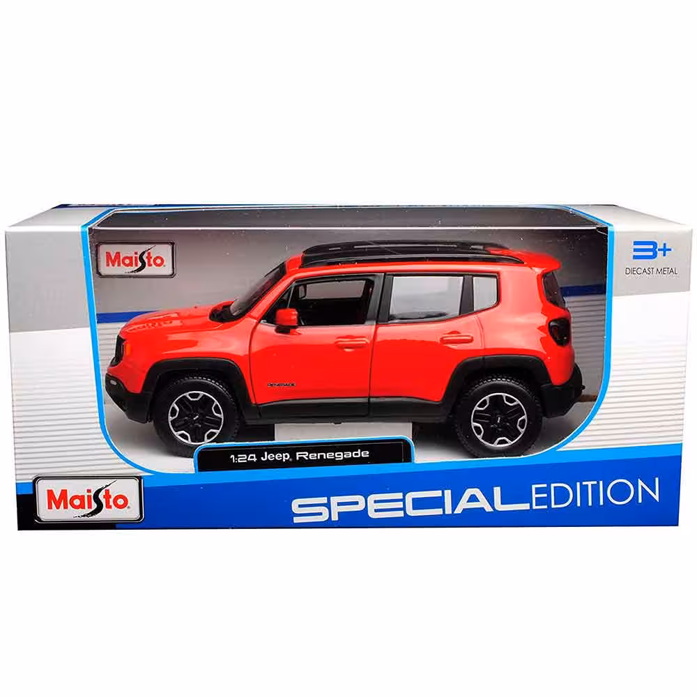 ماکت ماشین فلزی جیپ نارنجی Jeep Rengade کد 31282 برند مایستو