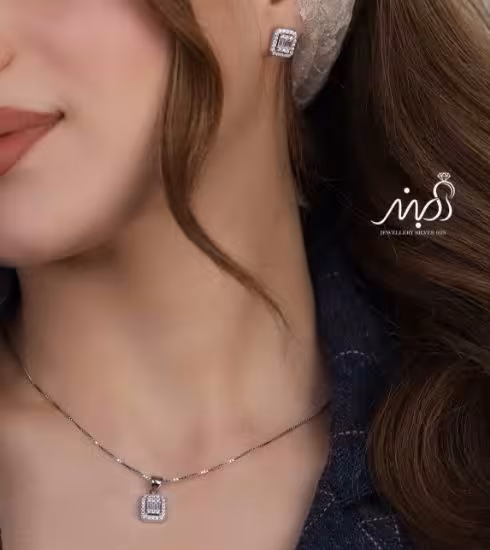 💍نیم ست جواهری امرالد  خاص و زيبا نقره عیار 925 (اويز و گوشواره )(N_4363)‌‌‌‌‌‌ ‌