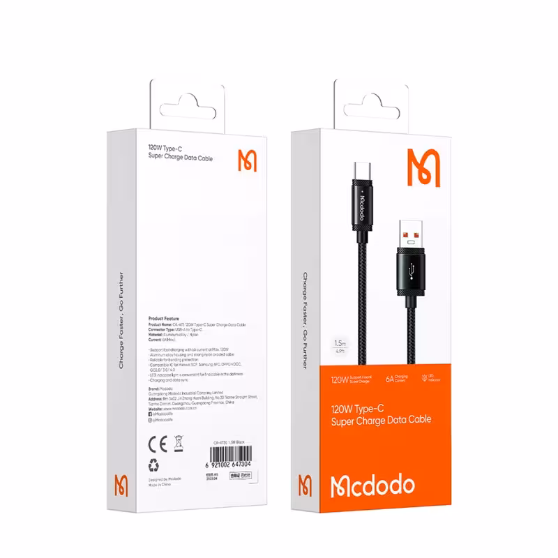 کابل مک دودو 120 واتی Type-c مدل Mcdodo Super Charge Data Cable ca-473