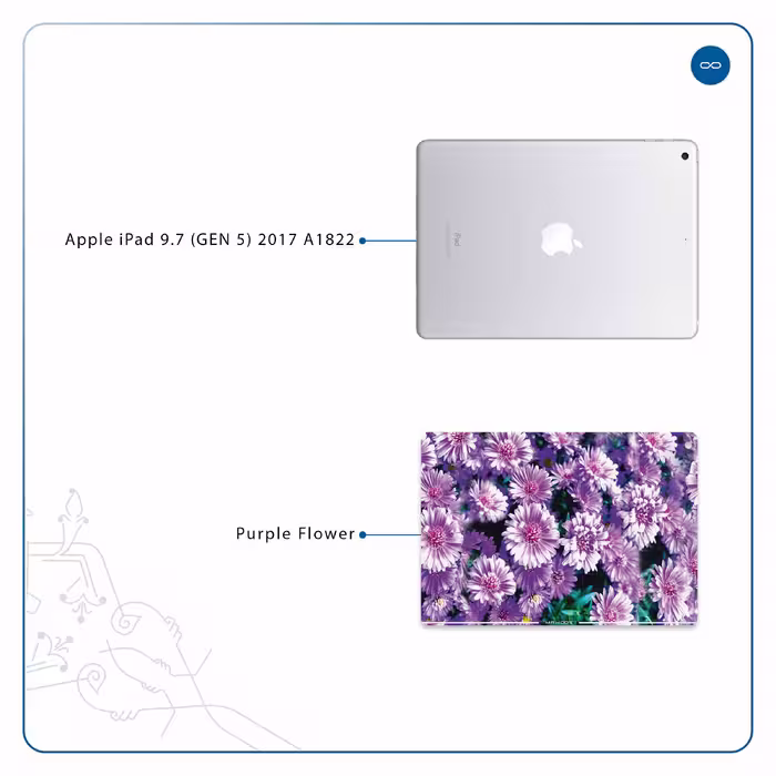 برچسب پوششی ماهوت مدل Purple-Flower مناسب برای تبلت اپل iPad 9.7 (GEN 5) 2017 A1822