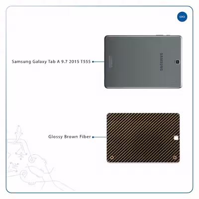 برچسب پوششی ماهوت مدل Glossy-Brown-Fiber مناسب برای تبلت سامسونگ Galaxy Tab A 9.7 2015 T555