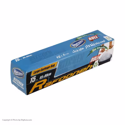 کیسه زباله رافونه مدل  بنددار بسته 15 عددی