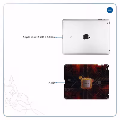برچسب پوششی ماهوت مدل AMD Brand مناسب برای تبلت اپل iPad 2 2011 A1396