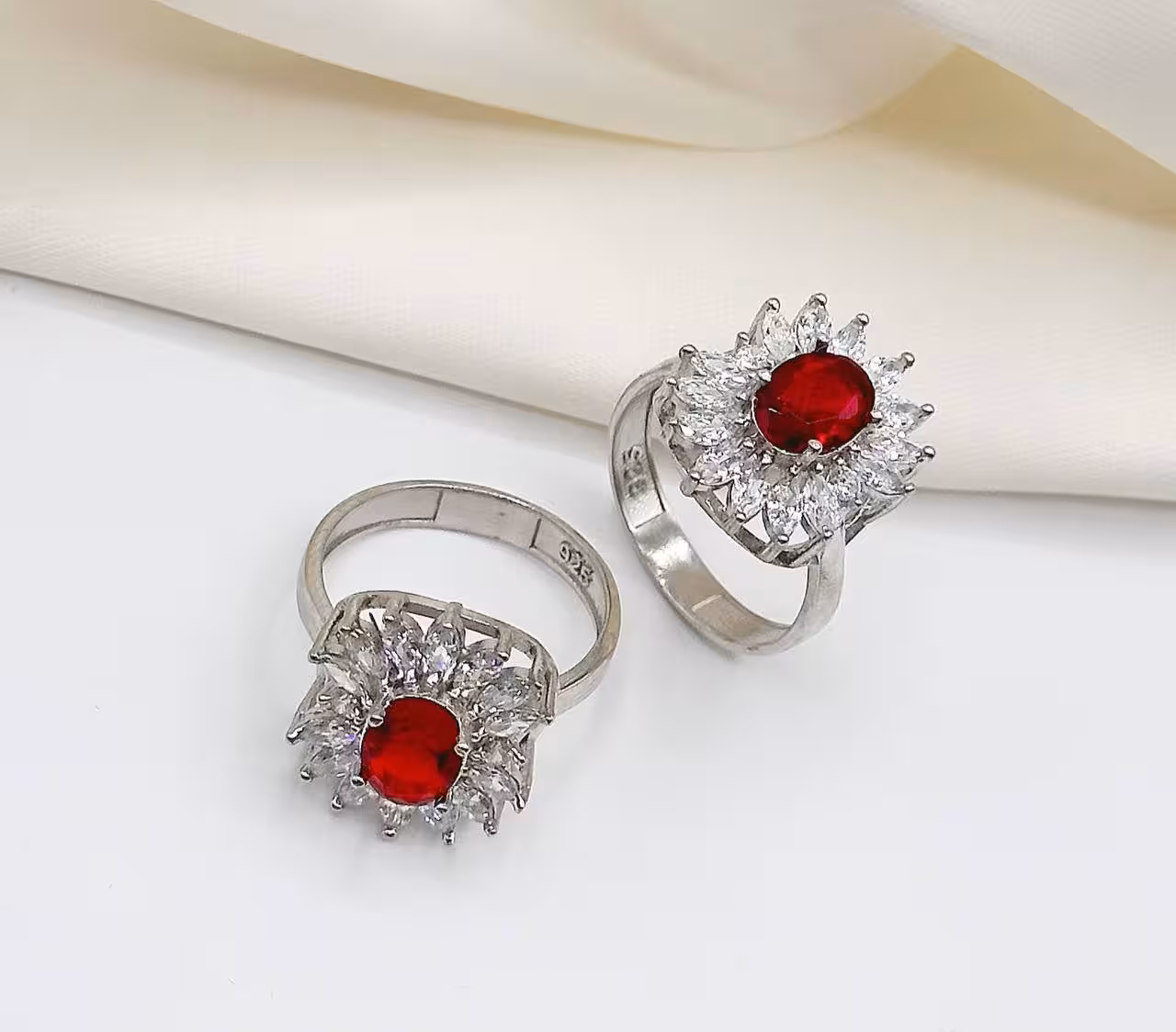 انگشتر جواهری یاقوت سرخ نقره زنانه کد 10873