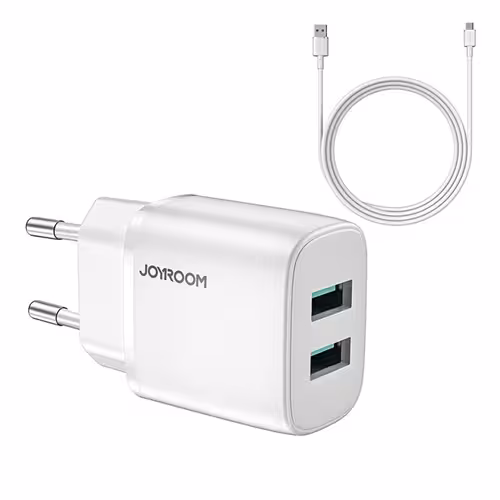 آداپتور شارژ دو پورت همراه با کابل جویروم JOYROOM Mini Fast Charger Dual Ports L-2A123